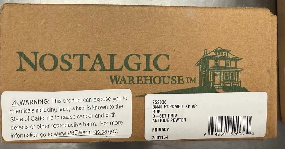 怀旧仓库绳子 Rosette 2.75 英寸后背玻璃刀、锡、隐私 — 第 3/4 张图片