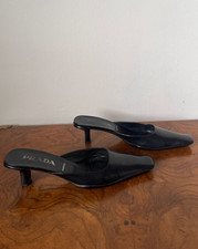 Prada Vintage Y2K Leather Mules Size 9.5 Mini...