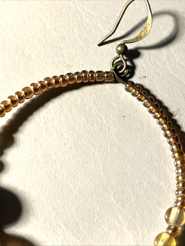 2.5” Fashion Hoop Earrings Faux Pearl Seed Bead Boho - Picture 3 of 4