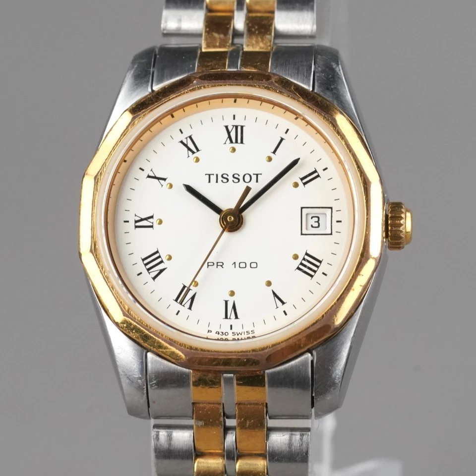 Reloj Mujer TISSOT PR100 P330/430 Dorado y Plata 25mm Vintage Batería Nueva Foto 3 de 4