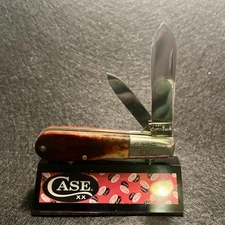 Case XX Barlow 1970 Red Saw cut Bone Spear Point & Leather Slip