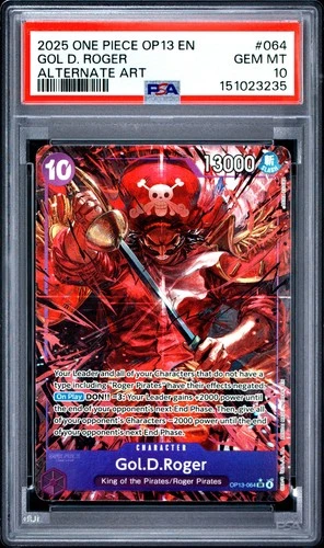 2025 ONE PIECE OP13-CARRYING ON HIS WILL ALTERNATE ART #064 GOL D. ROGER PSA 10