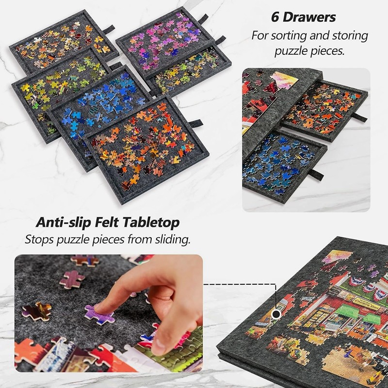 Becko US Tablero De Rompecabezas Inclinable De 1500 Piezas Con 4 Cajones Y Cubierta Coloridos, Mesa De Rompecabezas Ajustable Con Caballete/soporte Integrado, Mesas Portátiles Con Almacenamiento Para
