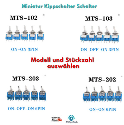 Miniatur Kippschalter Schalter 3-Pin 6-Pin EIN/AUS EIN/EIN EIN/AUS/EIN Modellbau