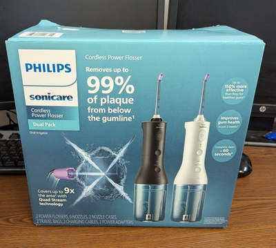 #ad PHILLIPS SONICARE CORDLESS POWER FLOSSER DUAL PACK SET *MUST SEE DESCRIPTION $53.54
