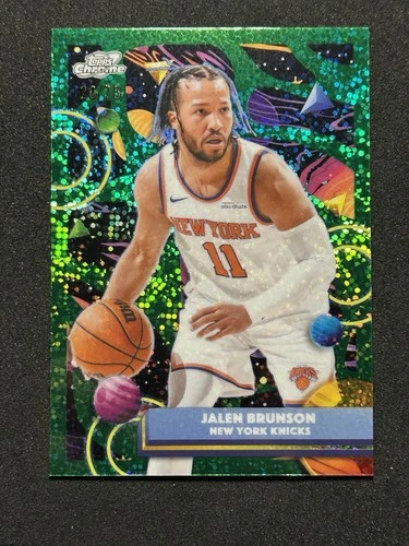 2025-26 Topps Cosmic Chrome #8 Jalen Brunson Green Space Dust Refractor #/75