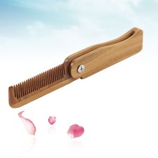 Folding Wood Comb Detangle and Massage Brush Wide Tooth Hair Wooden Beard