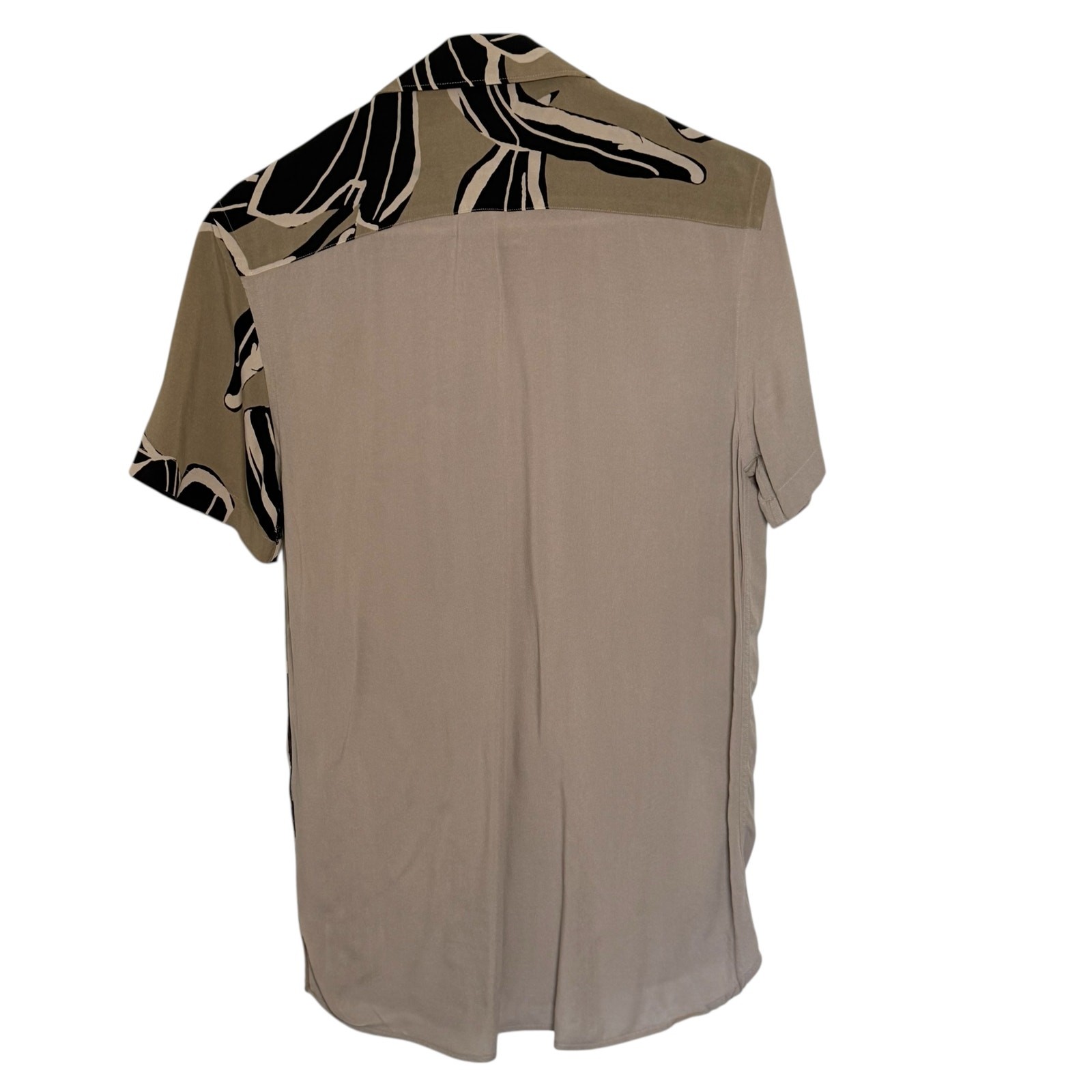 Zara Abstract Split Panel Button Down Shirt Bold … - image 7