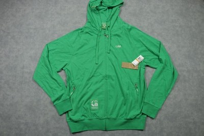 LRG Hoodie Mens Small Green Full Zip Lightweight Sweatshirt Logo Pockets Cotton