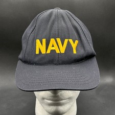 U.S. Navy Hat Graffiti Made in USA Men's Adjustable Dark Blue Yellow Embroidered