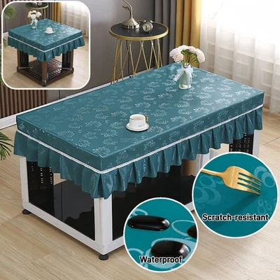 Home Vinyl Quadratische Tischdecke Abdeckung Wasserdicht Elastische Passform Tischdecke Schutz - Bild 1 von 4
