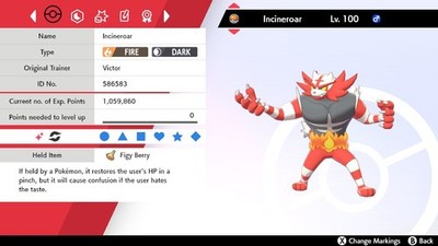 Incineroar Shiny 6IVS Pokemon Sword and Shield