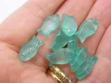 14 Fish beads  sea green glass FF690