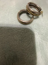 Sterling Silver And Brass Roped Hoop Earrings