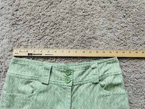 Cabi Womens Green Pattern Crop Pants Sz 4 Green & White Pattern Mid Rise - Picture 6 of 8