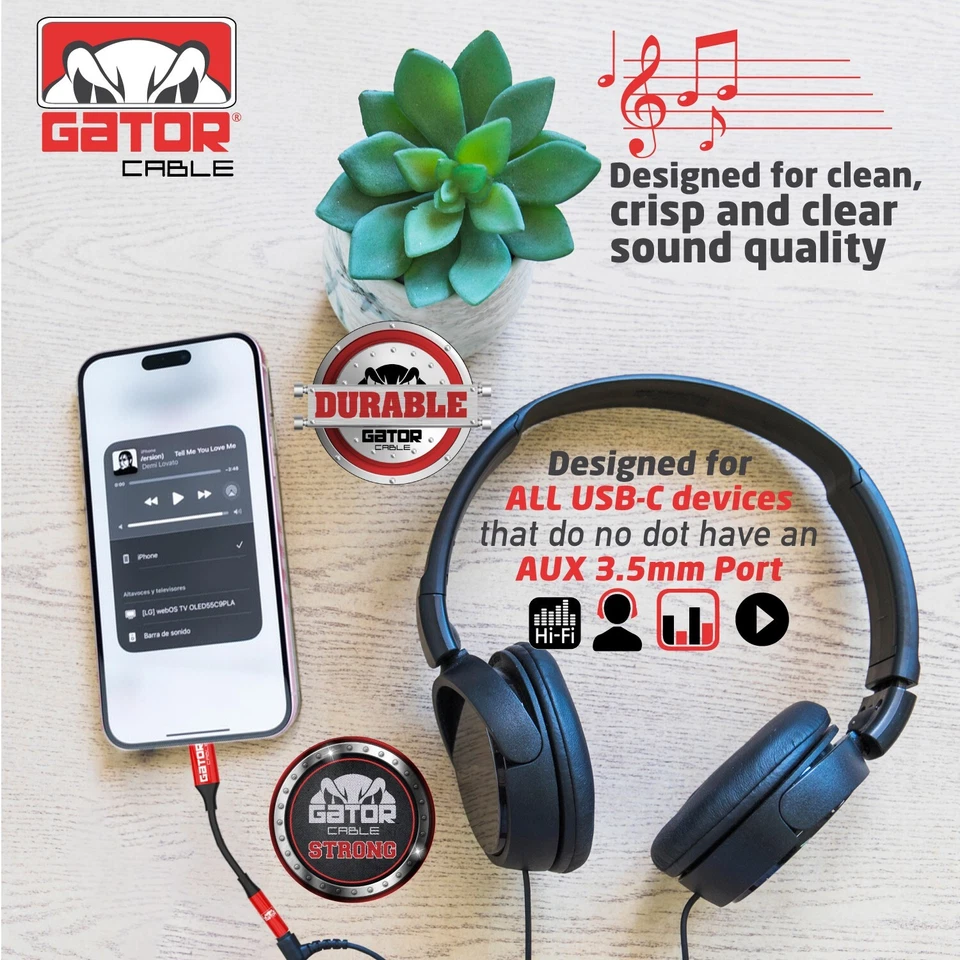 Adaptador de audio USB-C a AUX 3,5 mm Dongle para auriculares auriculares teléfono móvil Foto 3 de 4