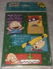NEW! 2001 American Greetings Pack of 5 Kids RUGRATS Birthday Cards-ALL DIFFERENT