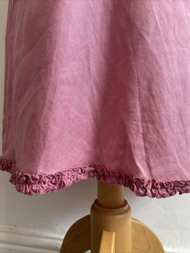 Boden 100% Linen Midi Dress Size 10R Pink Cap Sleeve Ruffle Hem Summer Beach - Picture 3 of 8