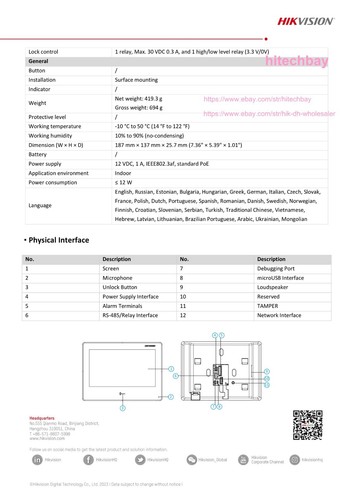 DS-KH9310-WTE1(B) All-in-One Indoor Station 7" Android Colorful Montior PoE WiFi - Afbeelding 10 van 11