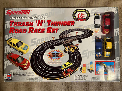 Speedtrax Battery Operated Thrash 'N' Thunder Road Race Set New