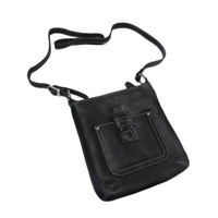 Damen Tasche Frauen Schultertasche UmhäNgetasche Handtasche Schwarz Leder His