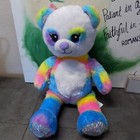 Build A Bear Rainbow Tie Dye Bear Plush Silver shimmer White 17" RARE