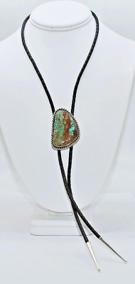 54 CT Royston Turquoise Sterling Silver Bolo Tie by Ryan Schoolfield