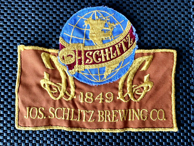 1849 JOS. SCHLITZ BREWING CO. VINTAGE EMBROIDERED SEW ON ONLY BEER PATCH 8'' X 6''