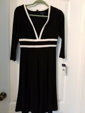 NEW CHAPS Dress Ladies Size Small Black & Cream MSRP $80 NWT
