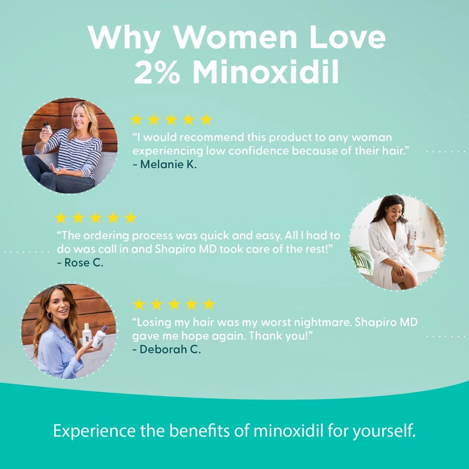 Minoxidil solução tópica 2% para crescimento de cabelo feminino, soro reativa o cabelo - Imagem 4 de 4