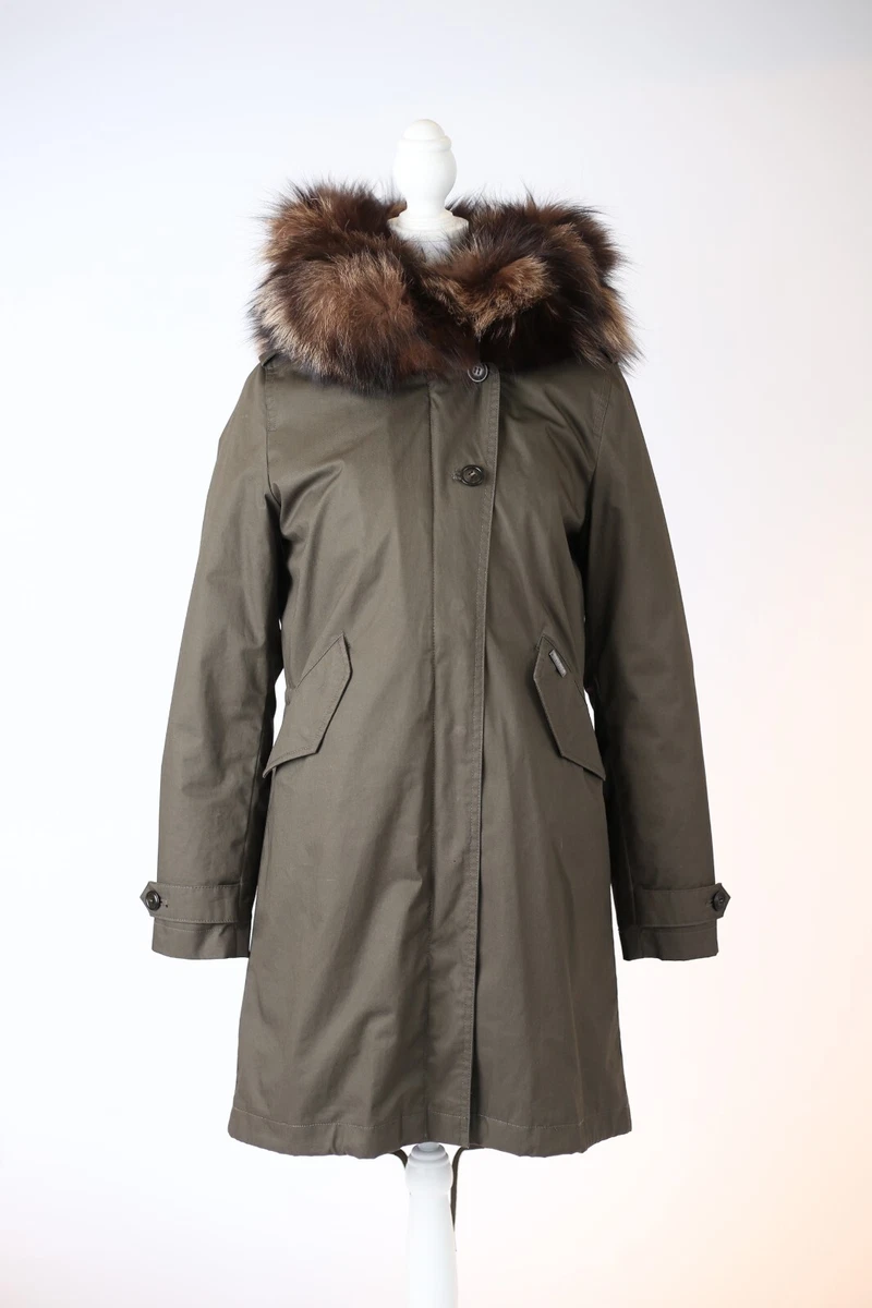 1 390 Woolrich Exploding Fox Fur Down Parka Olive SZ XS NEW