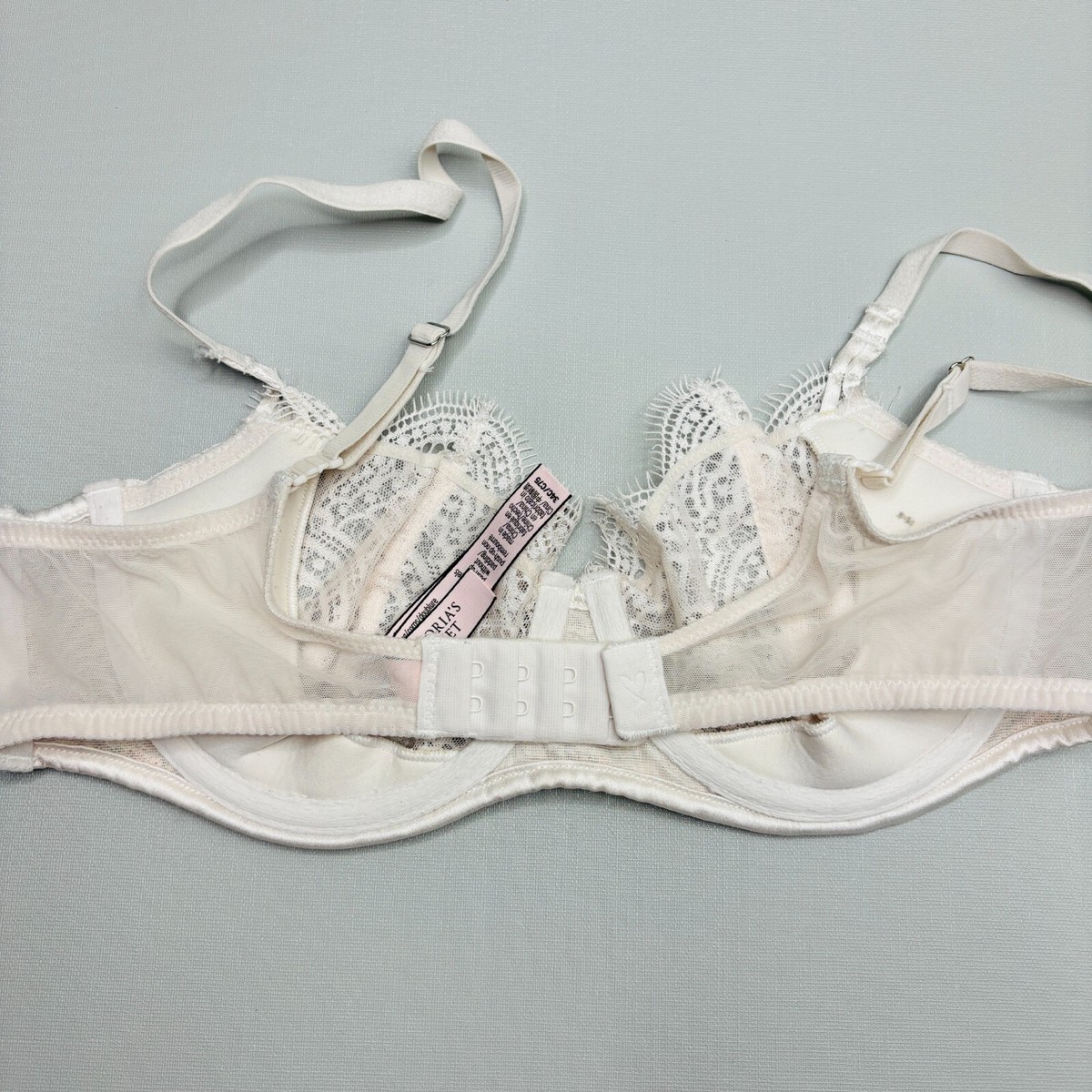 Victoria Secret Push Up No Padding Bra 34C Sequins Lace Underwire