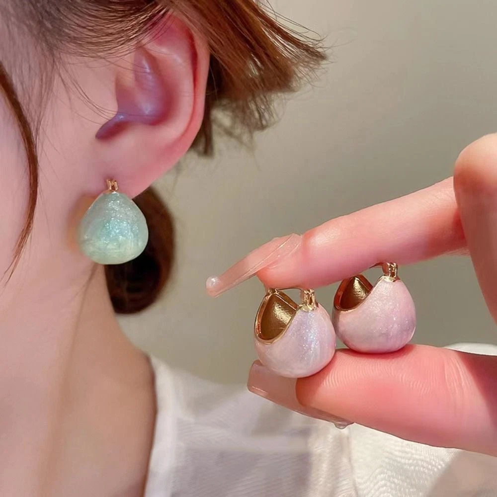 Bead Women Earrings Enamel Ear Buckle Stud Earrings Korean Style