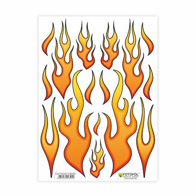 Feuer Flammen Aufkleber Set  - für Auto, Fahrzeuge, Roller, Moped, Motorrad-Helm