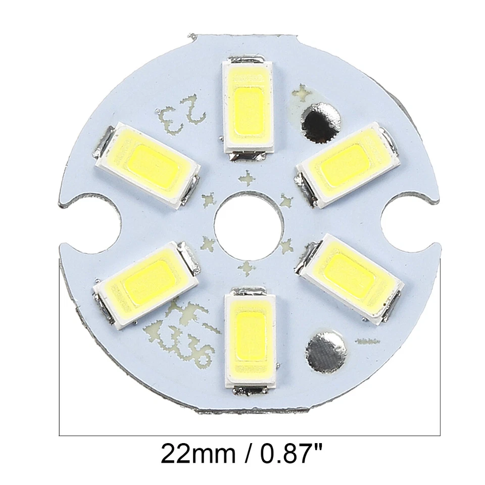 300mA 3W LED 6 Surface LED 5730 Module Puce Alu blanc 22mm Dia 5pcs - Photo 2/4
