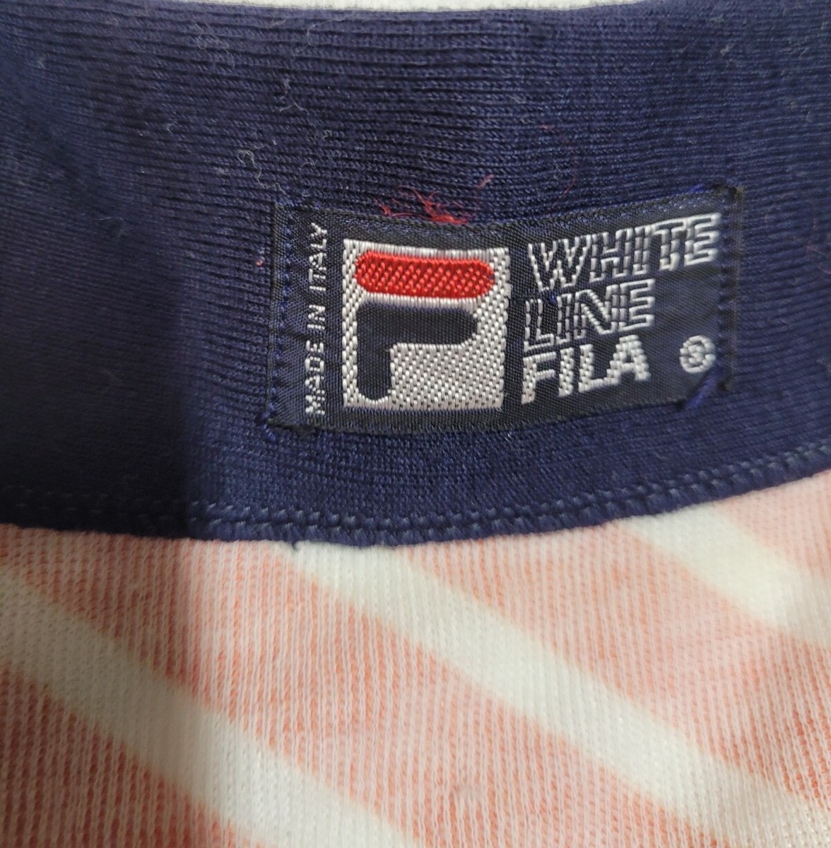 Vintage Fila Red Striped White Line Polo Made In Italy Rare Metal