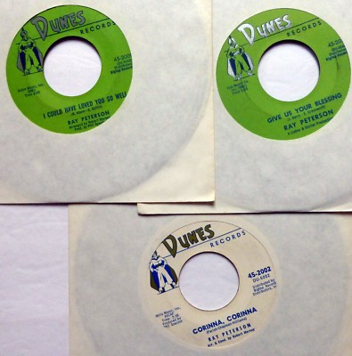 RAY PETERSON Single-Lot 3x 45 RPM 7'' TEEN Pop auf DUNES D1596