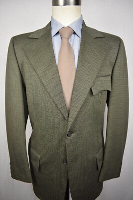1970's Berkeley Hall Green/Brown Polyester Two Button Sport Coat Size: 40R