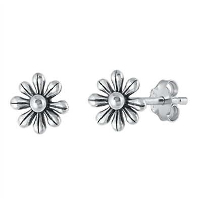 Gerbera Daisy Stud Earrings 925 Sterling Silver Minimalist Push