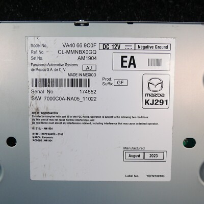 MAZDA CX-50 Radio Audio Receiver Control Module VA40-66-9C0F 2023 MAZDA CX-50 Radio Audio Receiver Control Module VA40-66-9C0F 2023