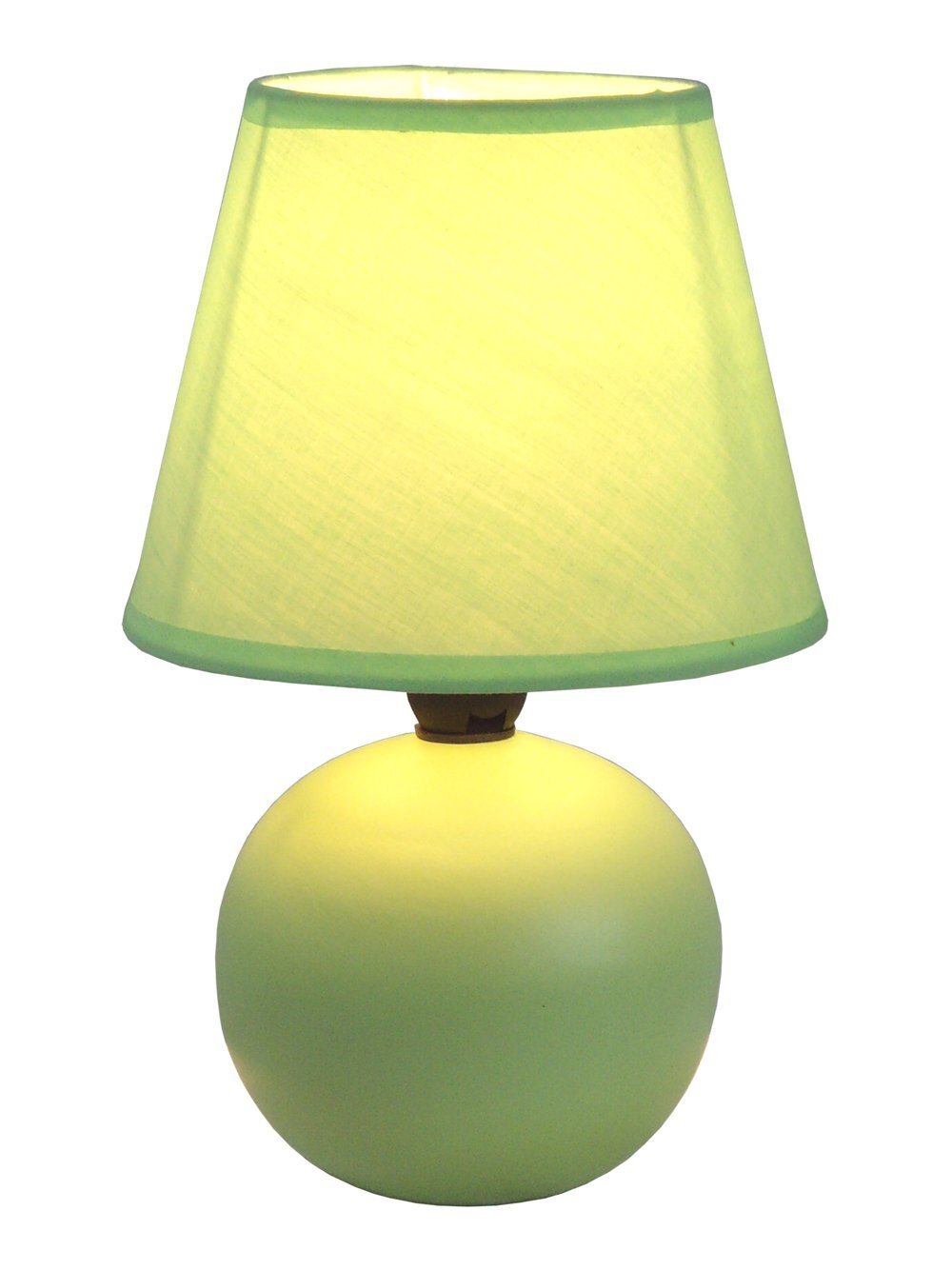 Simple Designs LT2008-GRN Mini Ceramic Globe Matching Fabric Shade Table Lamp...