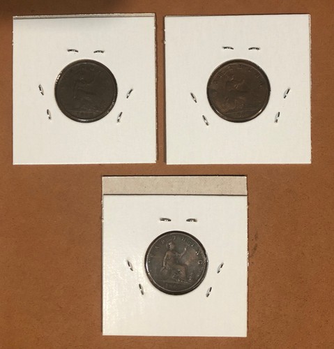 1860,1861,1862 Great Britain 1 Farthing Set Of 3 Bronze Coins-Victoria-KM#747.2 - Picture 2 of 8