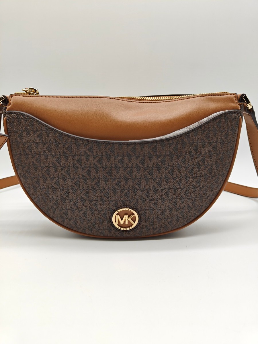 MICHAEL KORS Dover Half Moon Signature logo coated canvas medium 