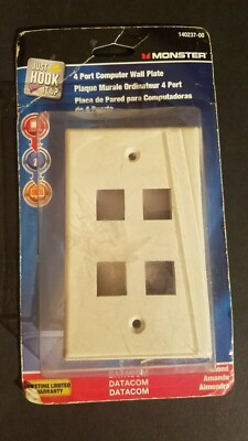 NEW Monster Cable Just Hook It Up Almond 1 gang Plastic Keystone Wall Plate