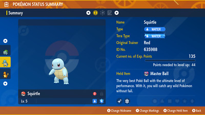  Squirtle  Shiny, Non-Shiny   Custom   6 IV  Pokemon Scarlet and Violet