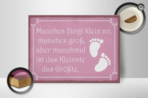 Holzschild Spruch 40x30 cm Manches fängt klein an manches Schild wooden sign - Picture 2 of 5