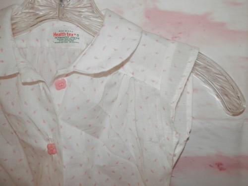 Vintage Healthtex Rosebud Print Girls Size 5 Button Up Collar Shirt Blouse 4129 - Picture 5 of 6