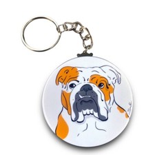 English bulldog Portrait Keychain Handmade Retro Pet Portrait Art Gift Accessory