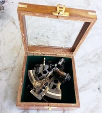 Antique Brass German Marine Sextant w/ Wooden Box Collectible Nautical  Working