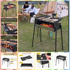 Large Windshield Charcoal BBQ Grill Portable Foldable Camping Outdoor Barbecue